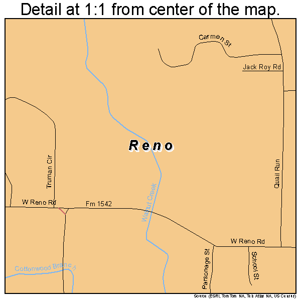 Reno, Texas road map detail