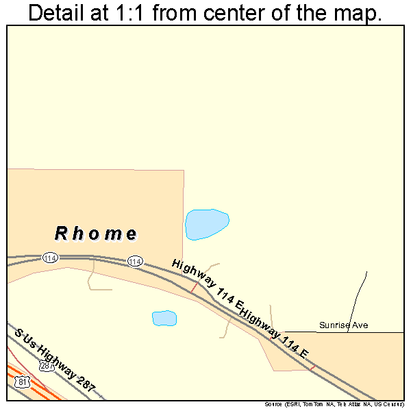 Rhome, Texas road map detail