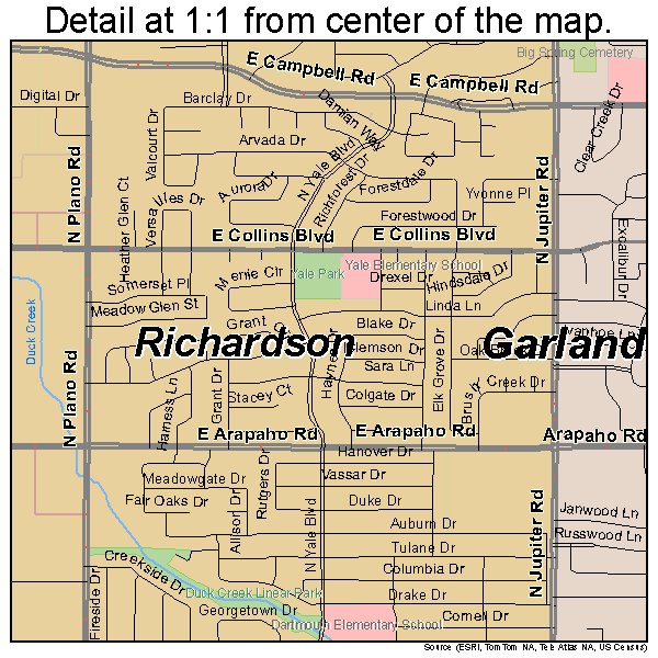 Richardson, Texas road map detail