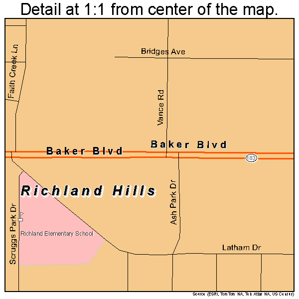 Richland Hills, Texas road map detail