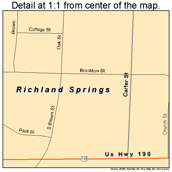 Richland Springs, Texas road map detail