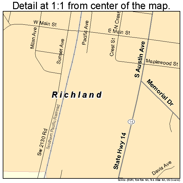 Richland, Texas road map detail