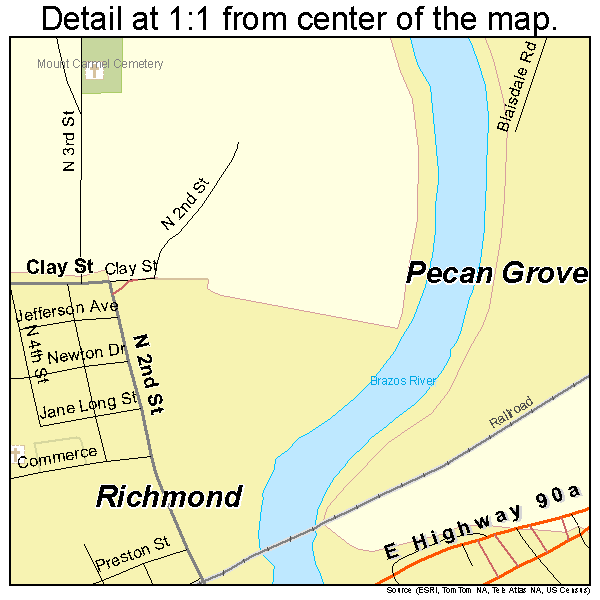 Richmond, Texas road map detail