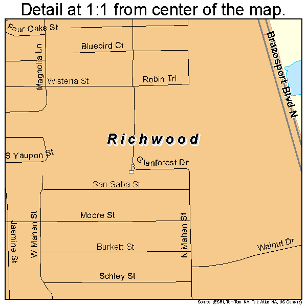 Richwood, Texas road map detail