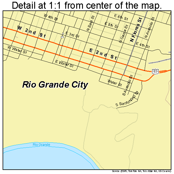 Rio Grande City, Texas road map detail