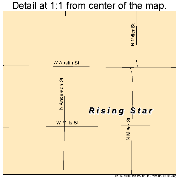 Rising Star, Texas road map detail