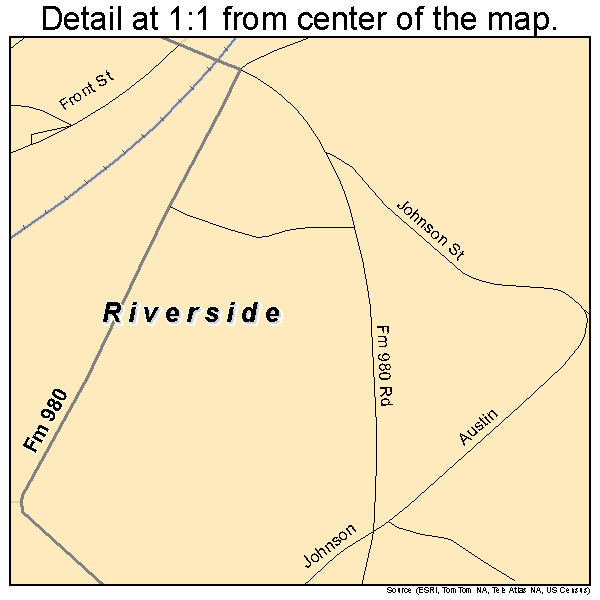 Riverside, Texas road map detail
