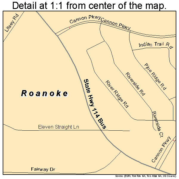Roanoke, Texas road map detail