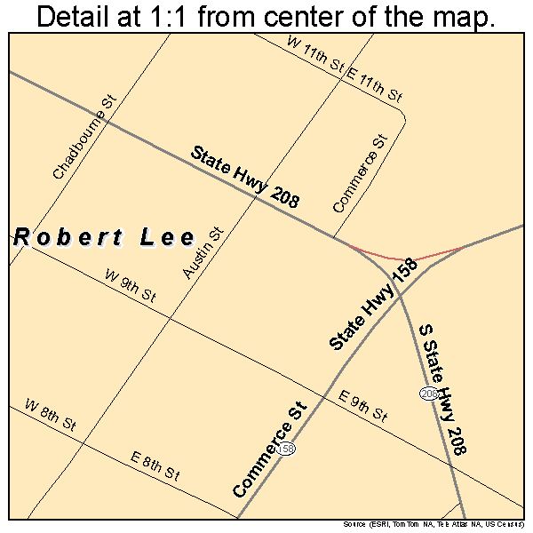 Robert Lee, Texas road map detail