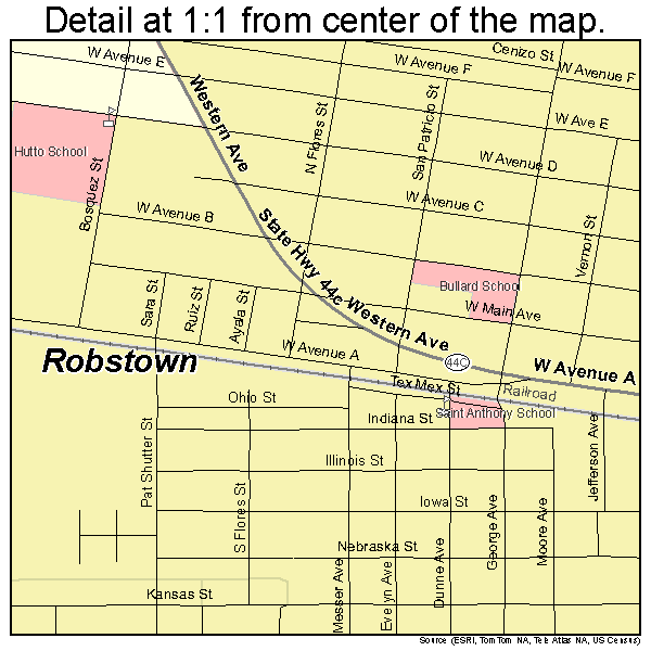 Robstown, Texas road map detail