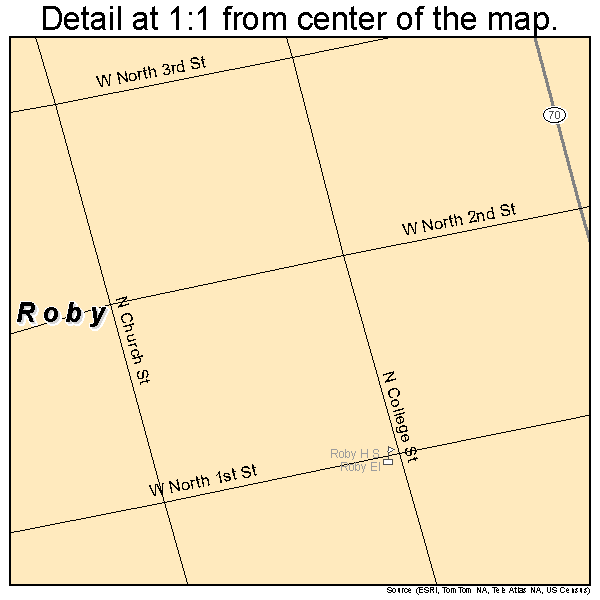 Roby, Texas road map detail