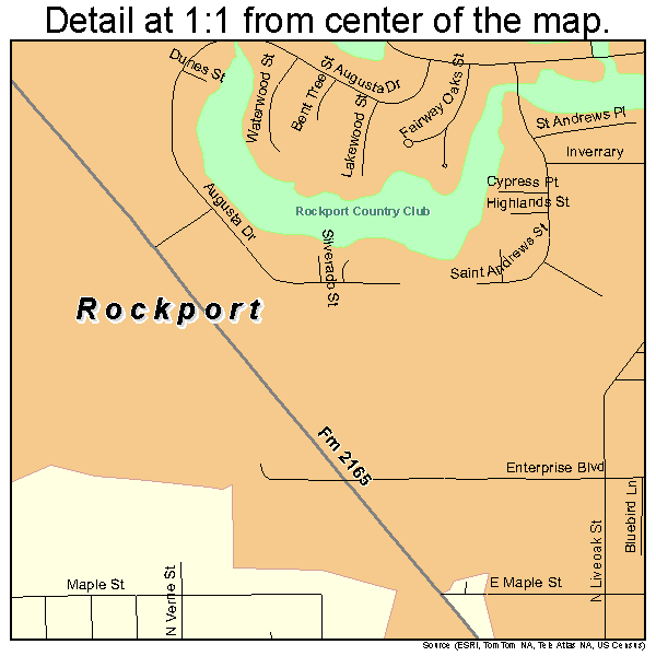 Rockport, Texas road map detail