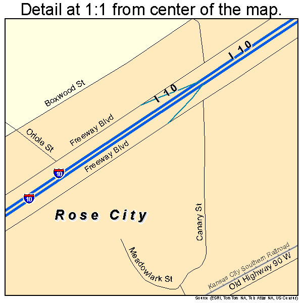 Rose City, Texas road map detail