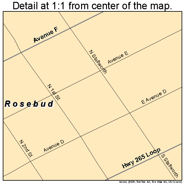 Rosebud, Texas road map detail