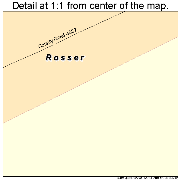 Rosser, Texas road map detail