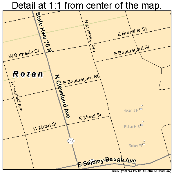 Rotan, Texas road map detail