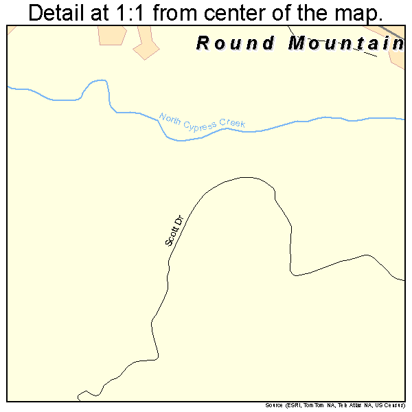 Round Mountain, Texas road map detail