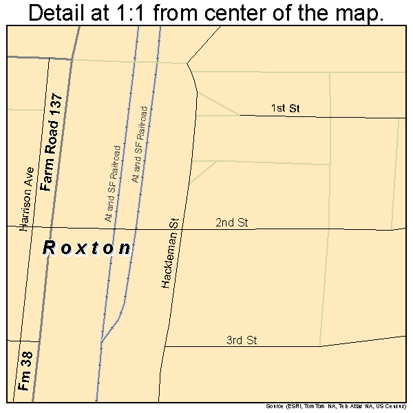 Roxton, Texas road map detail
