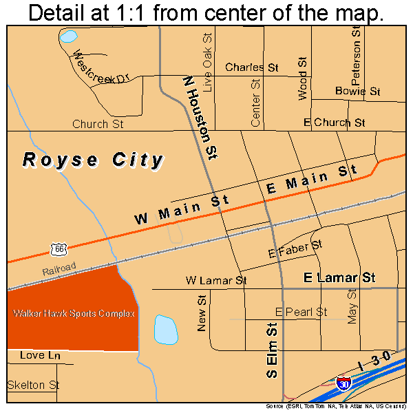 Royse City, Texas road map detail