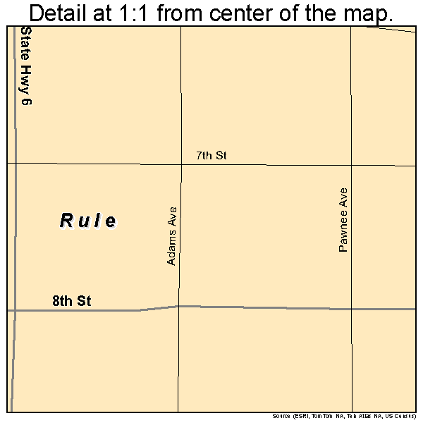 Rule, Texas road map detail