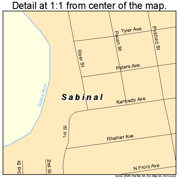 Sabinal, Texas road map detail