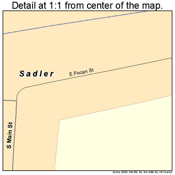 Sadler, Texas road map detail