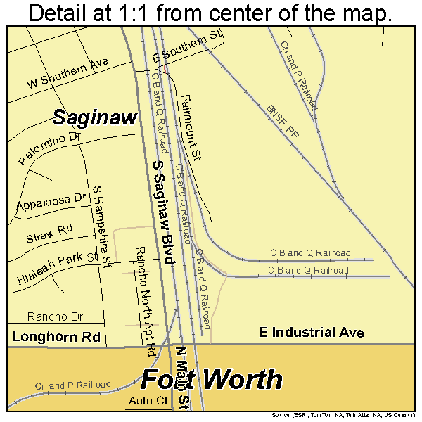 Saginaw, Texas road map detail