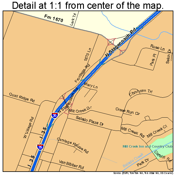 Salado, Texas road map detail