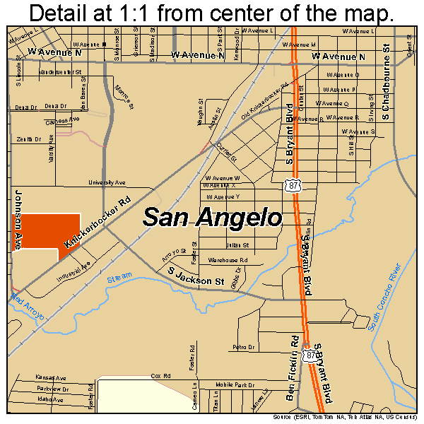 San Angelo Texas Street Map 4864472