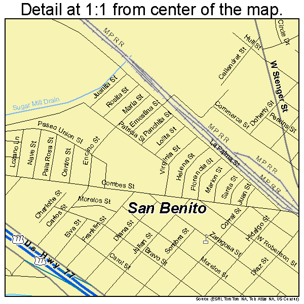 San Benito, Texas road map detail