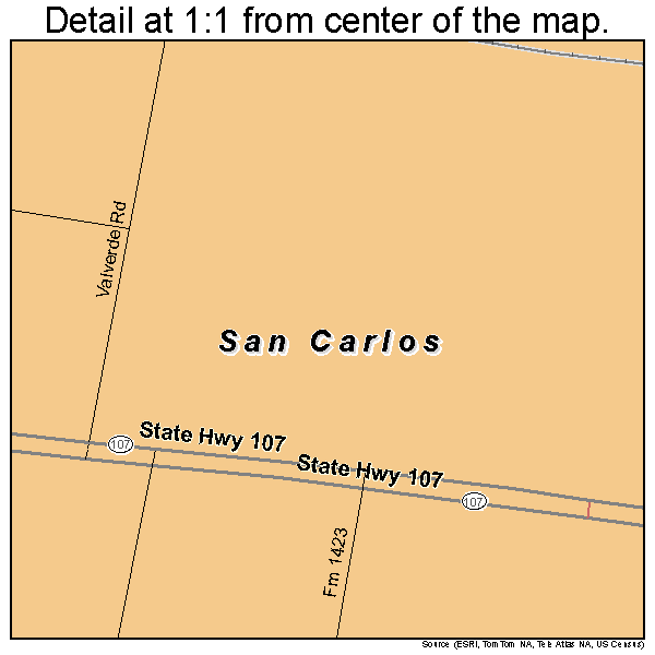 San Carlos, Texas road map detail