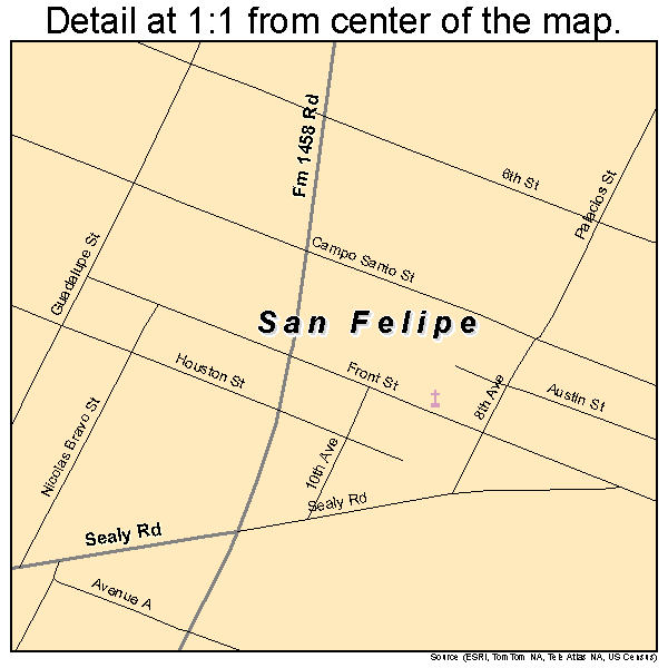 San Felipe, Texas road map detail
