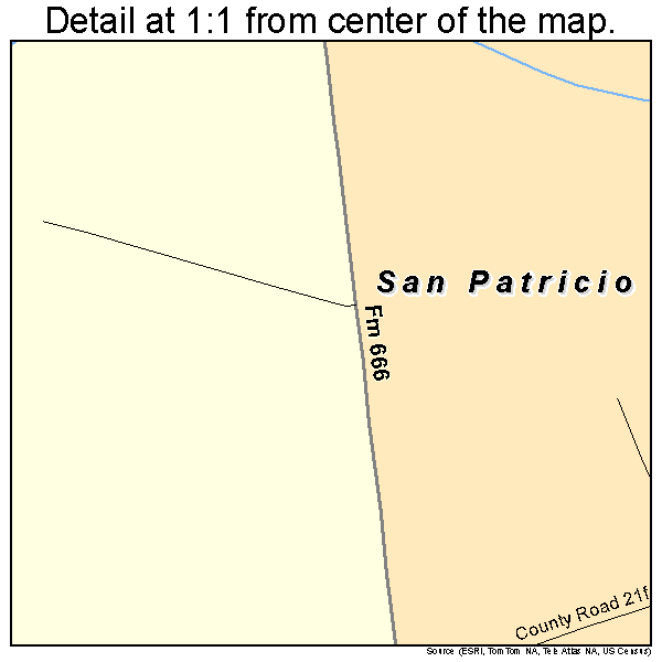 San Patricio, Texas road map detail