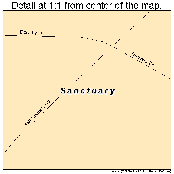 Sanctuary, Texas road map detail