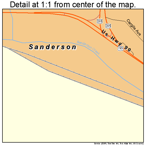 Sanderson, Texas road map detail