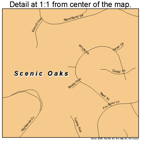 Scenic Oaks, Texas road map detail