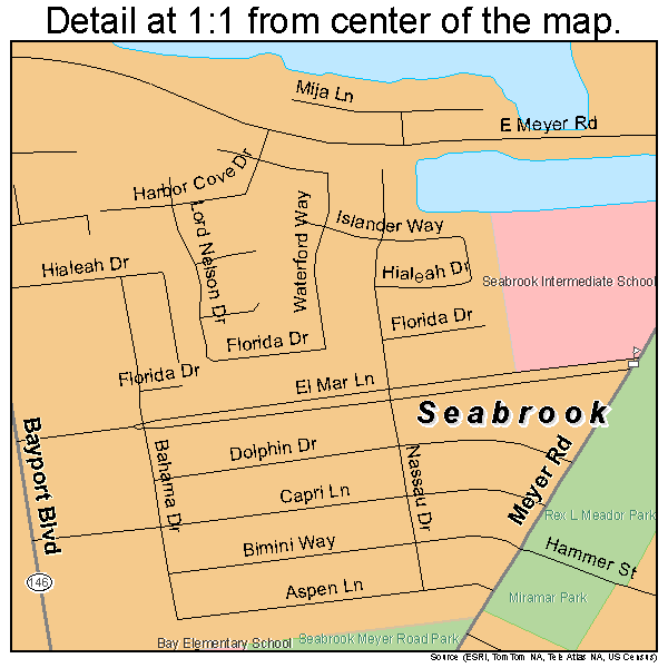 Seabrook, Texas road map detail