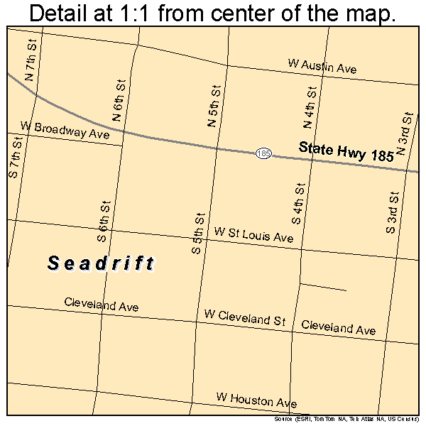 Seadrift, Texas road map detail