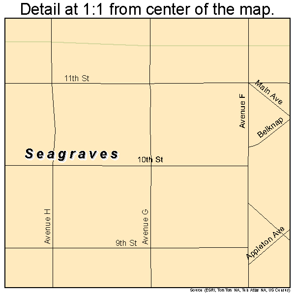 Seagraves, Texas road map detail