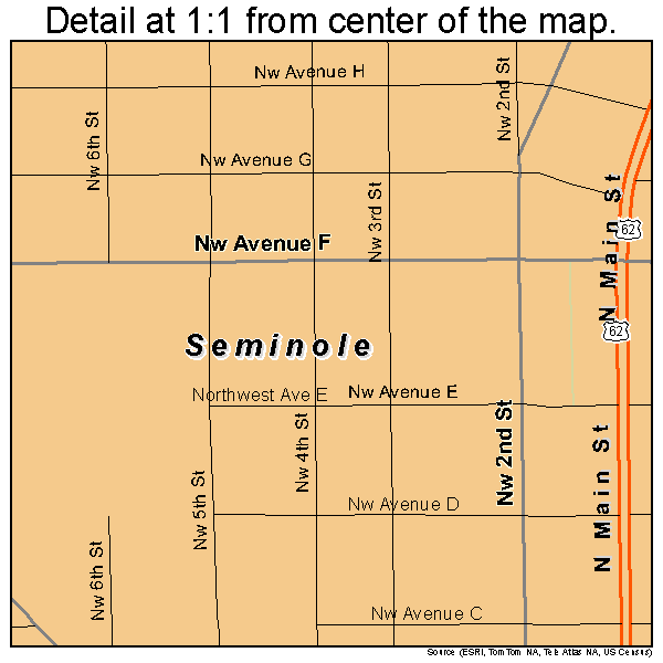 Seminole, Texas road map detail