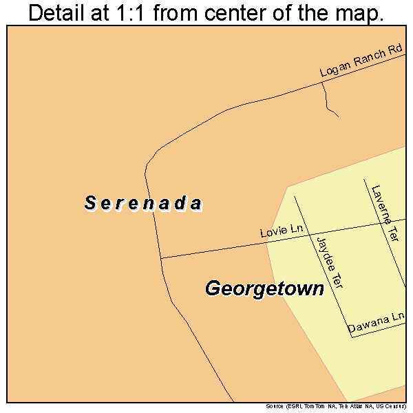 Serenada, Texas road map detail