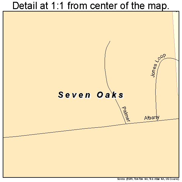Seven Oaks, Texas road map detail
