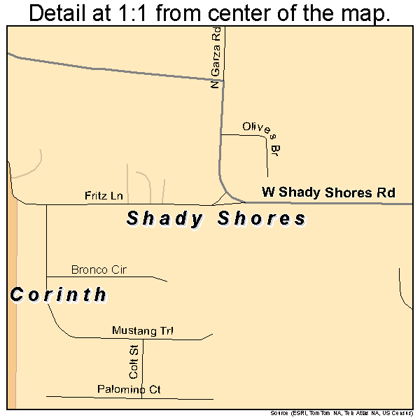 Shady Shores, Texas road map detail