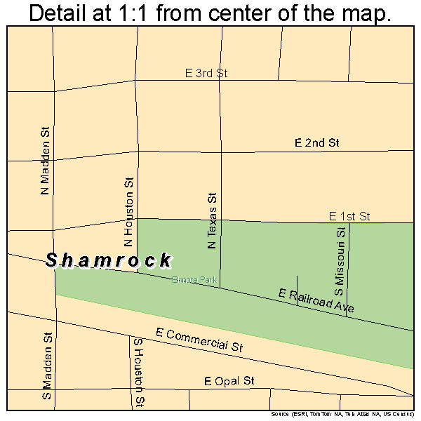 Shamrock, Texas road map detail