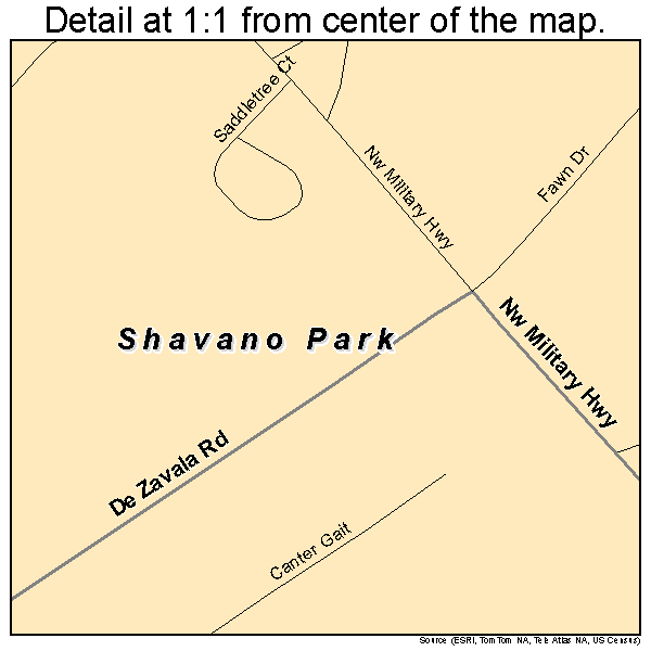 Shavano Park, Texas road map detail