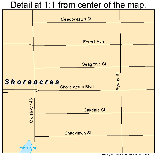 Shoreacres, Texas road map detail