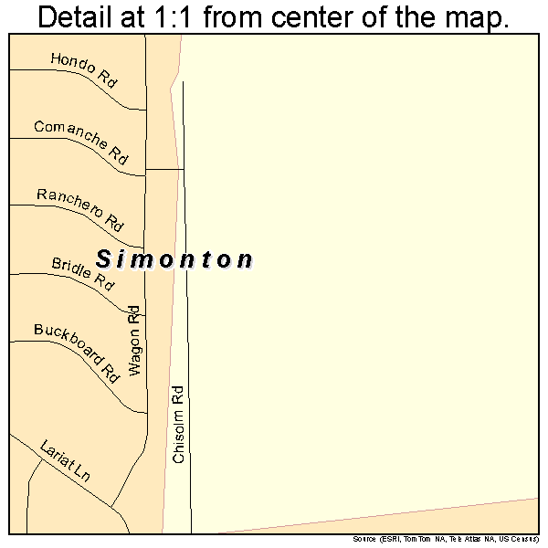 Simonton, Texas road map detail