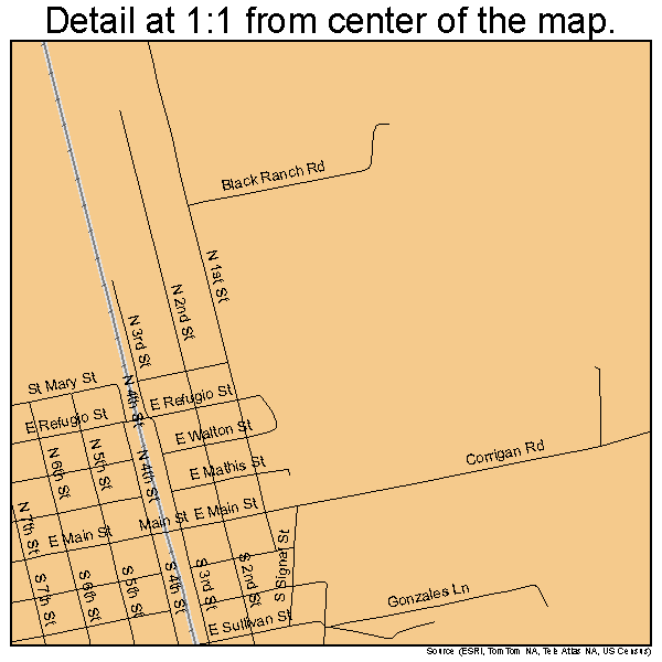 Skidmore, Texas road map detail