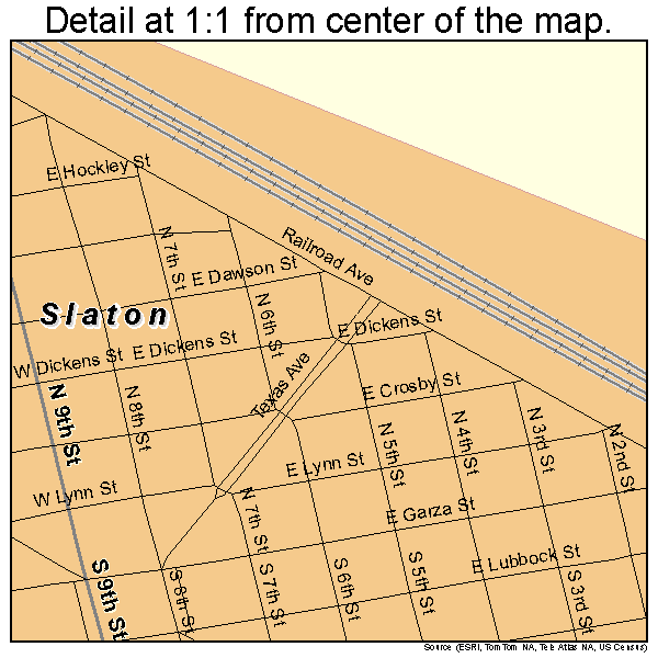 Slaton, Texas road map detail
