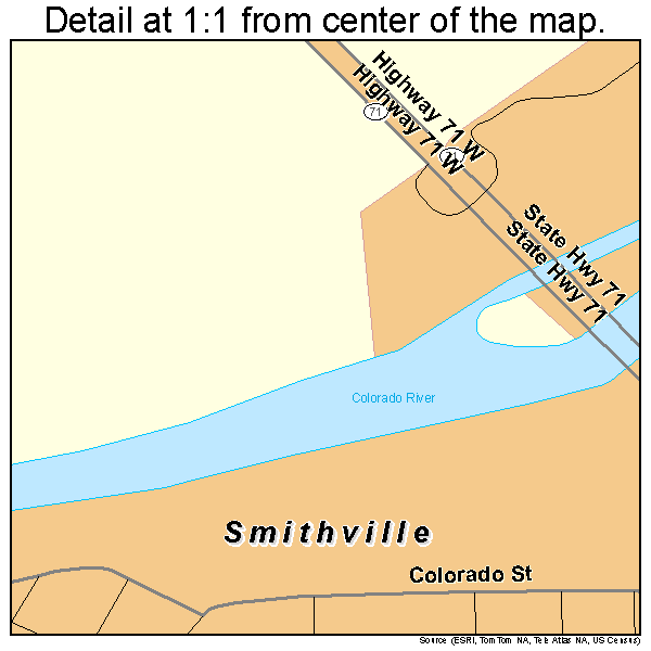Smithville, Texas road map detail